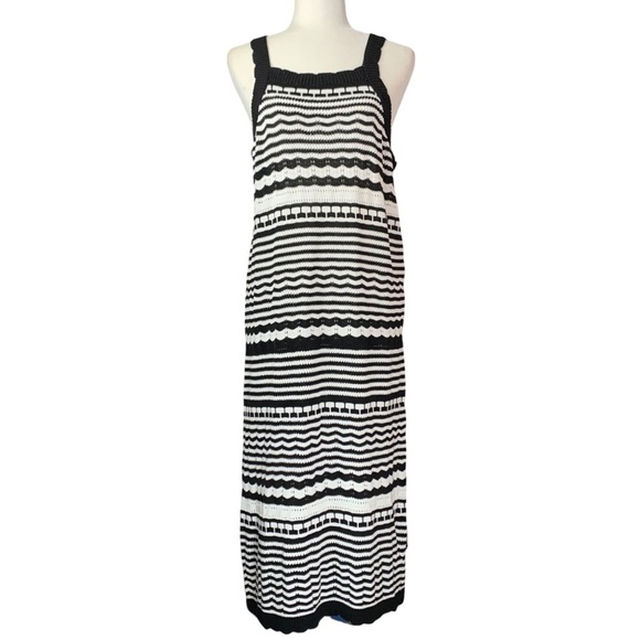 NEW Joie XL Crocheted Knit Midi/Maxi Dress Black White Fall Layering - Picture 2 of 10